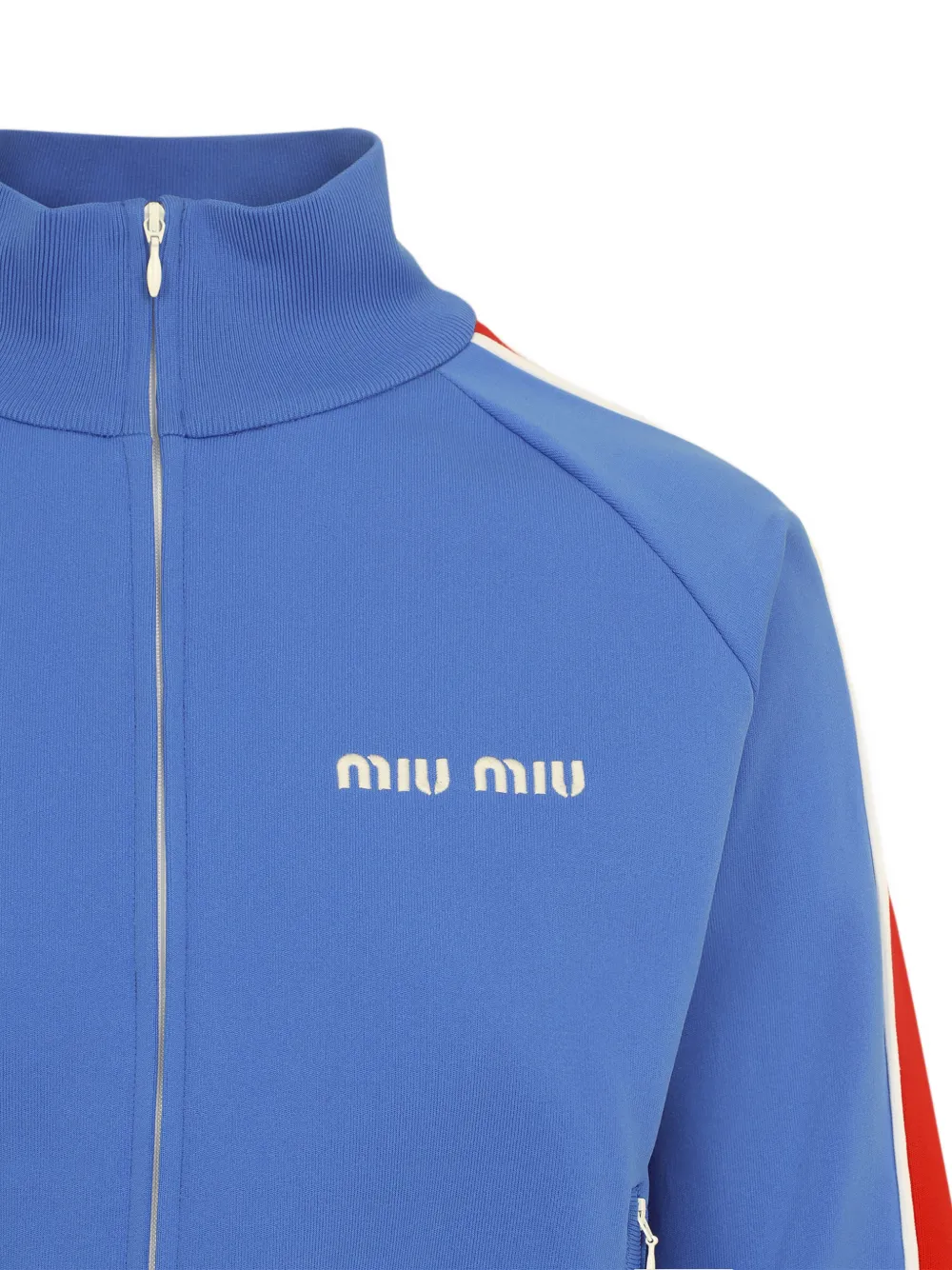Miu Gestreepte sweater met rits Blauw