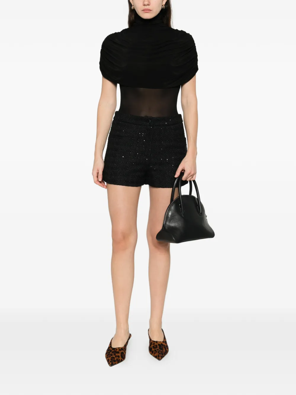  Thelaurent Sequin-embellishment Shorts - Black 