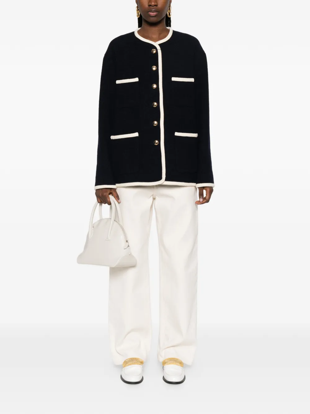  Thelaurent Button-up Tweed Jacket - Blue 