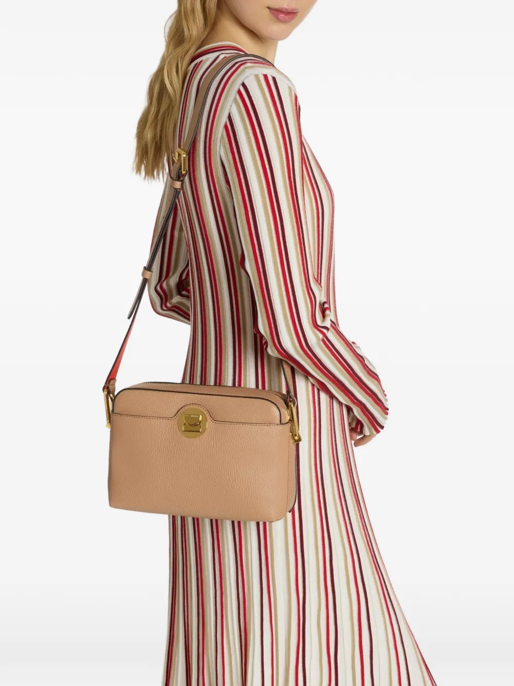 Coccinelle front-pocket logo crossbody bag - Toni neutri