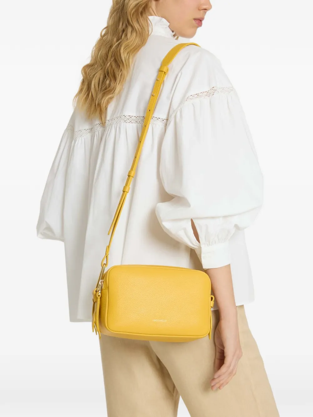Coccinelle Malory leren crossbodytas Geel