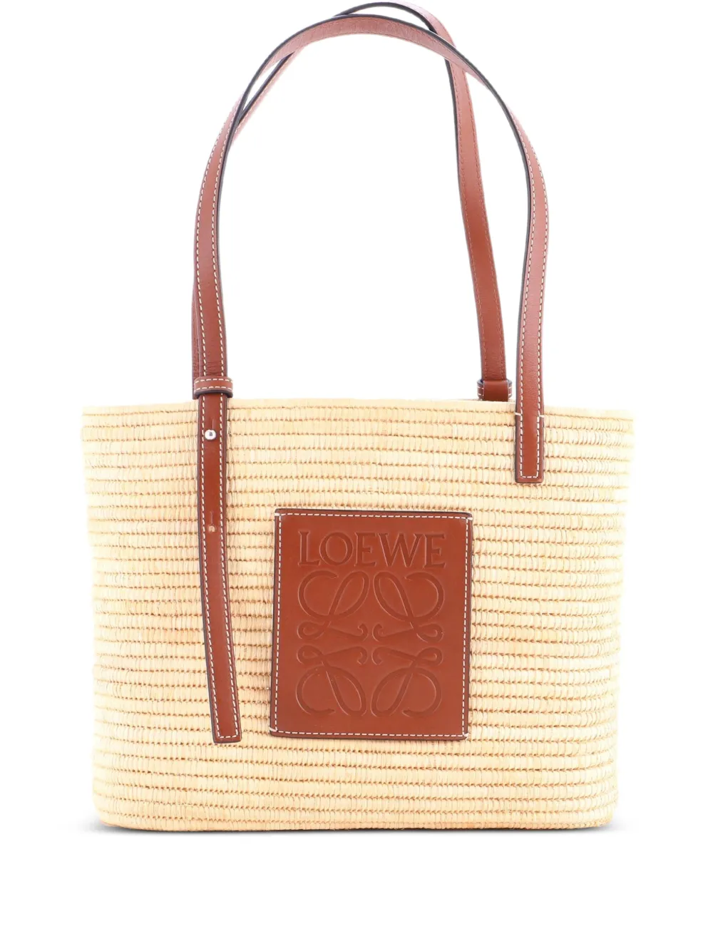 Loewe Pre-Owned Square Basket Woven Raffia Small tote bag - Marrone