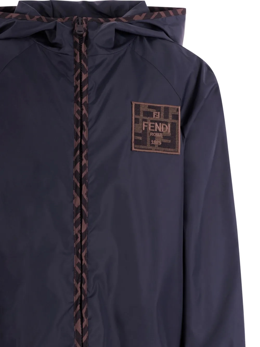  Fendi Kids Logo-patch Hooded Jacket - Blue 