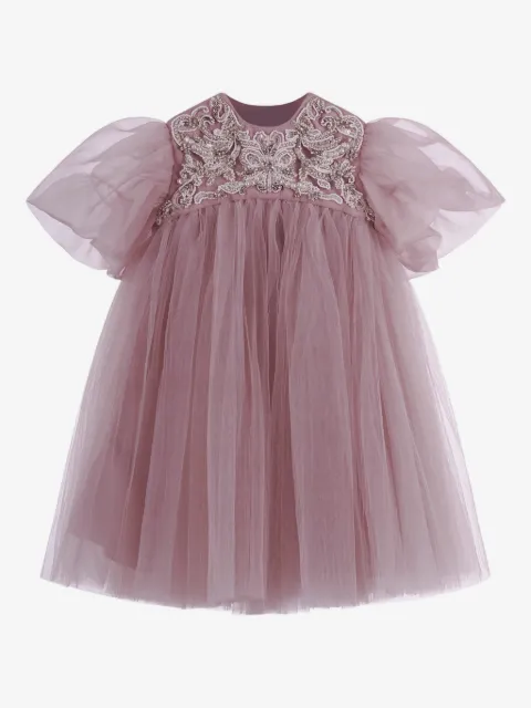 MAISON AVA vestido con mangas farol y detalles