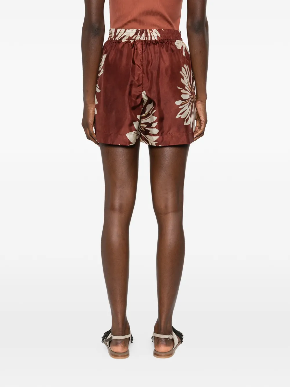 Brunello Cucinelli Zijden shorts met bloemenprint Bruin