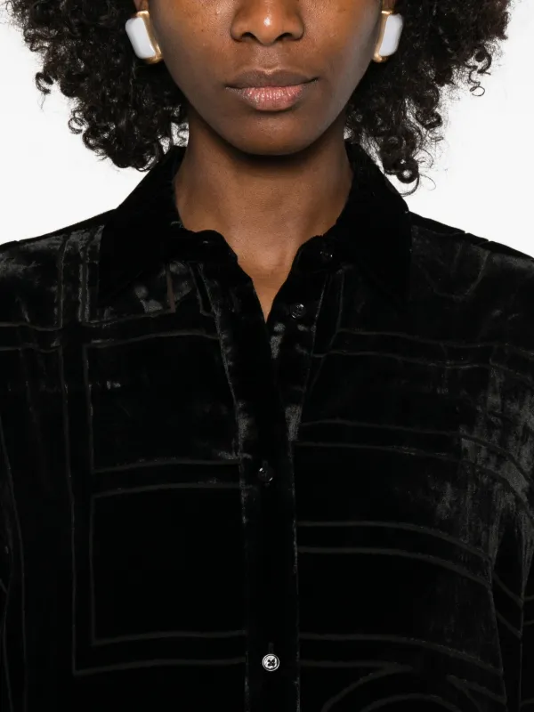 TOTEME Oversized Devoré Shirt | Black | FARFETCH