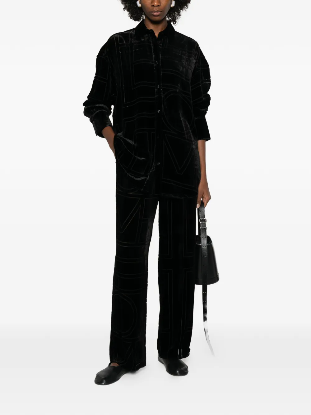 TOTEME velvet shirt - Zwart