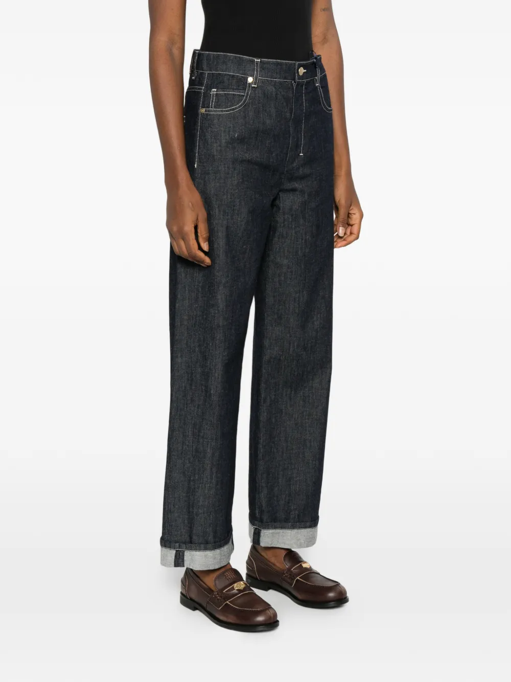  's Max Mara Cuffed Stitching Jeans - Blue 