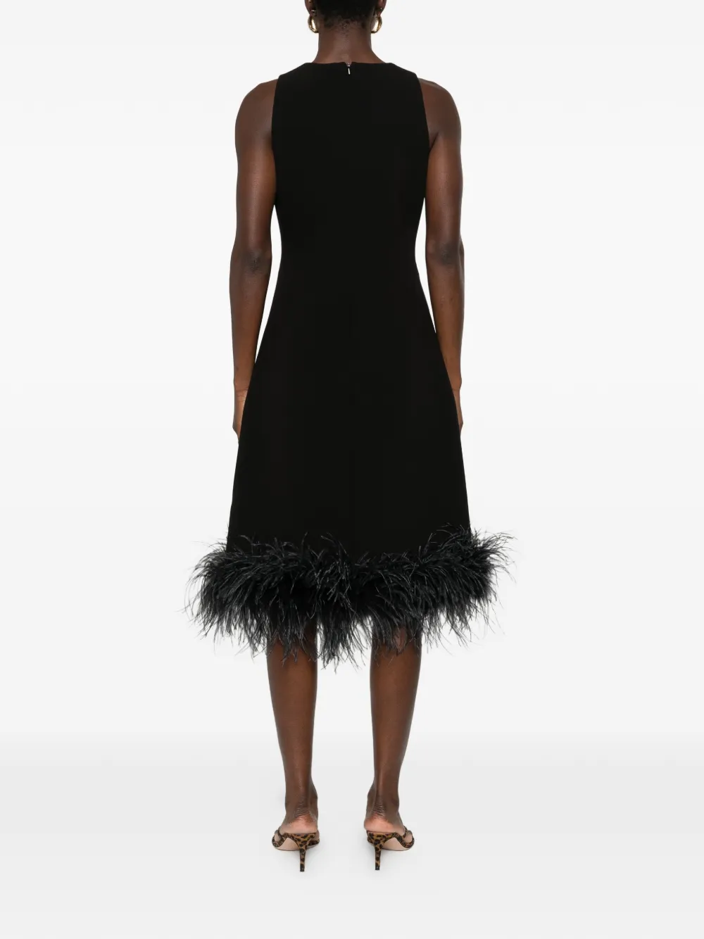Feather-Hem Midi Dress
