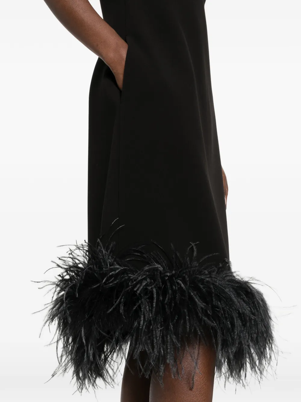 Feather-Hem Midi Dress