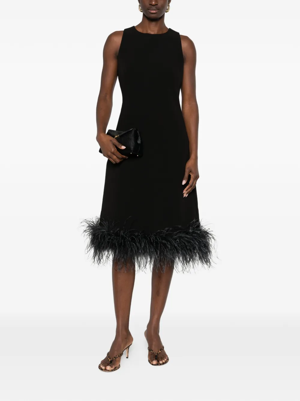 Feather-Hem Midi Dress