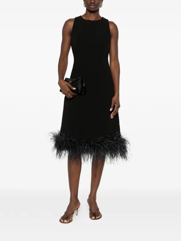 ワンピース m me eme/Feather offshoulderminionepiece Max Mara feather-hem Midi Dress | Black | FARFETCH
