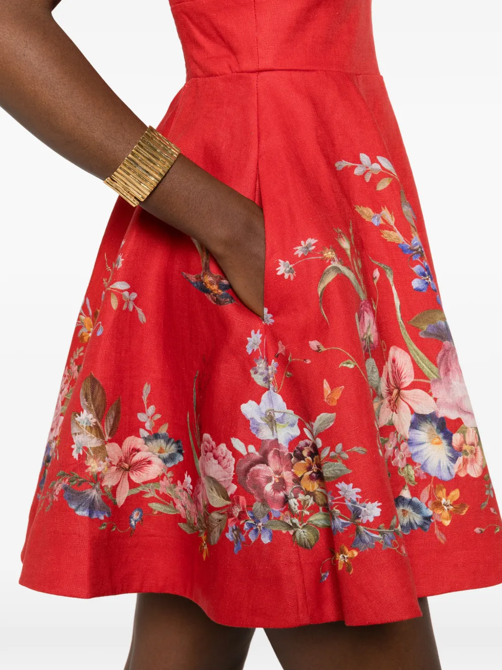 ZIMMERMANN Patience mini-jurk met bloemenprint Rood