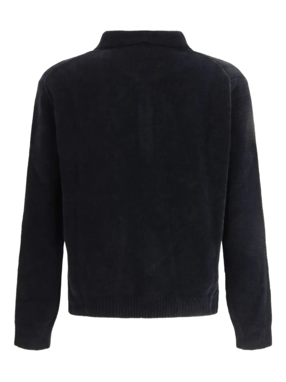 Sunflower Chenille poloshirt met knopen Zwart