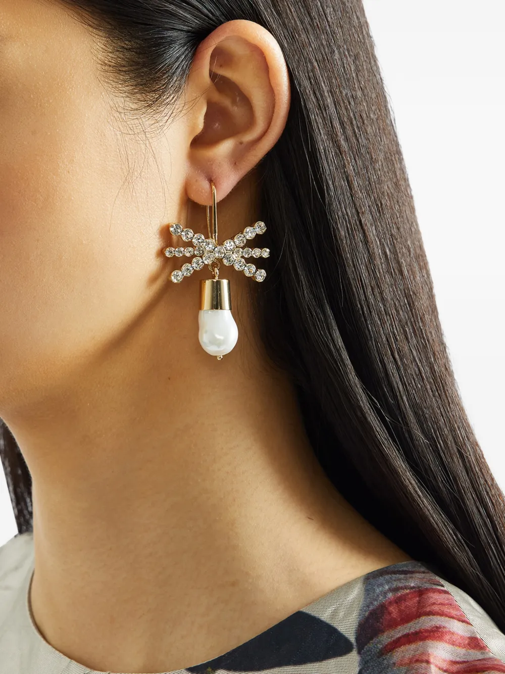  Erdem Crystal Bow Earrings - Gold 