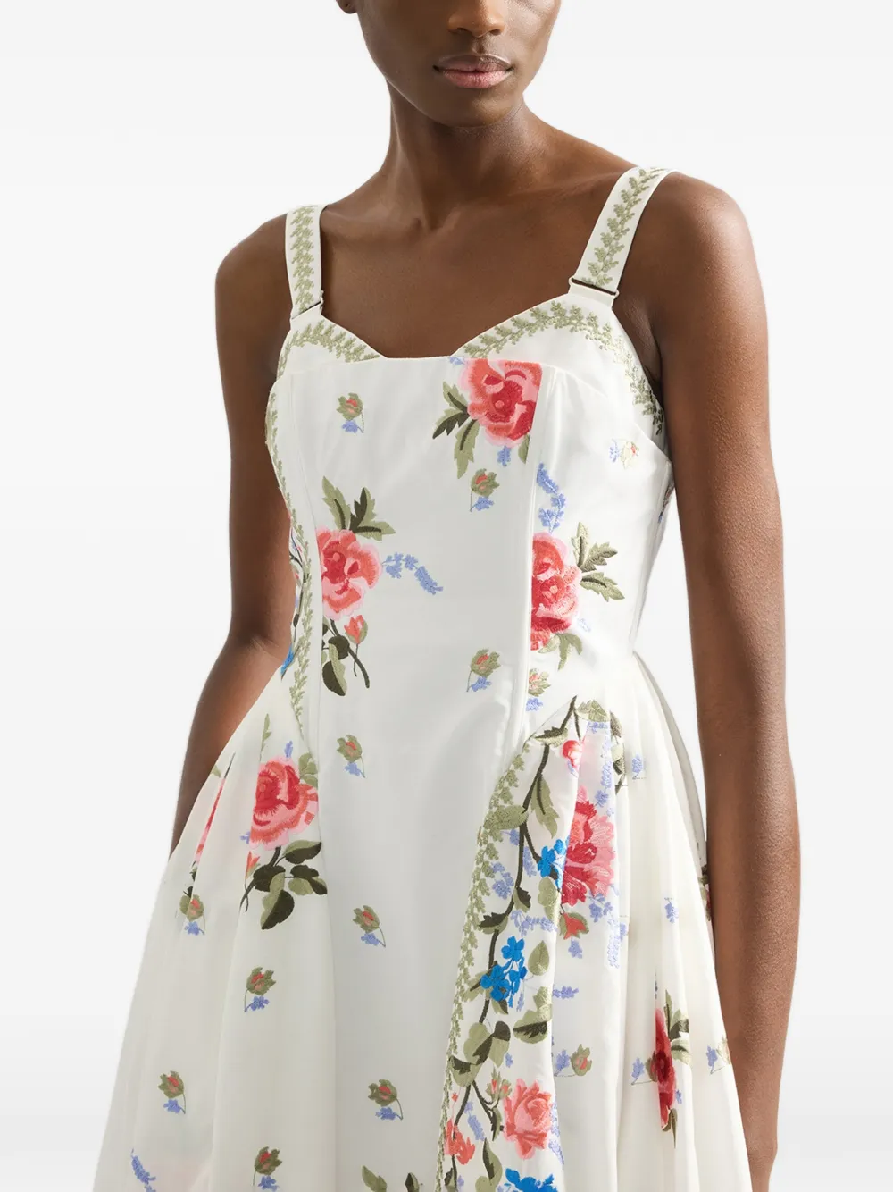 ERDEM Faille bustier jurk met bloemenprint Wit