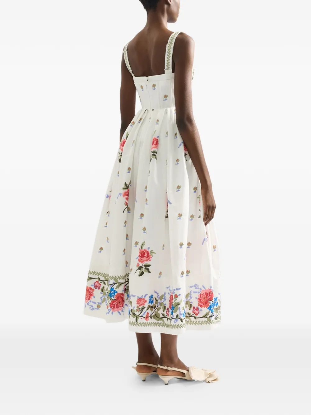 ERDEM Faille bustier jurk met bloemenprint Wit