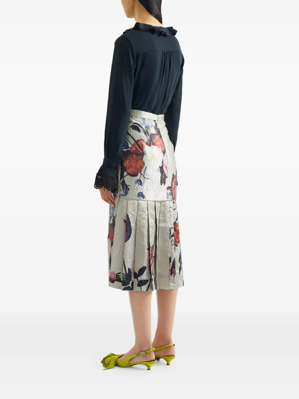 ERDEM Midi kokerrok met bloemenprint Beige