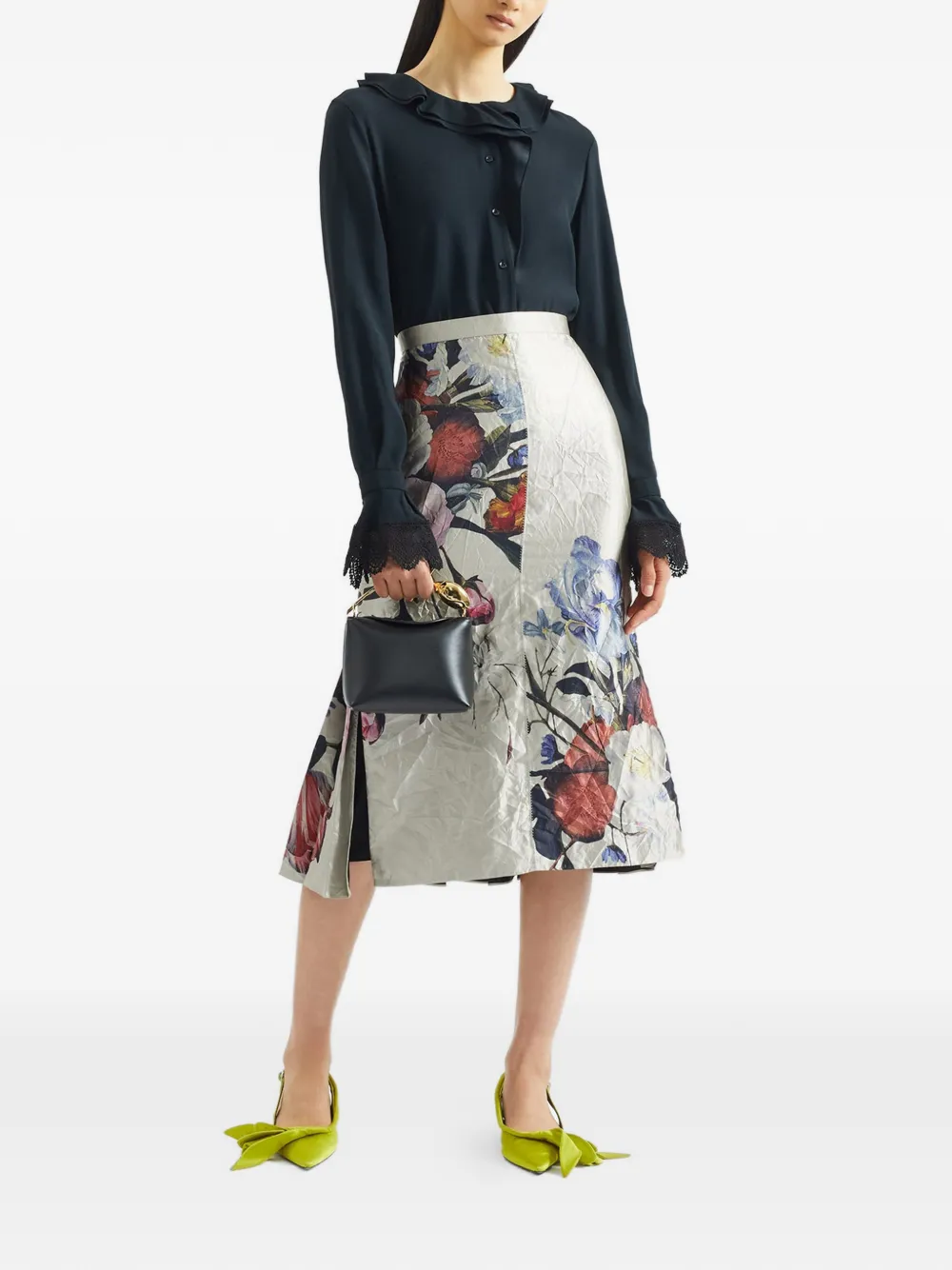ERDEM Midi kokerrok met bloemenprint Beige