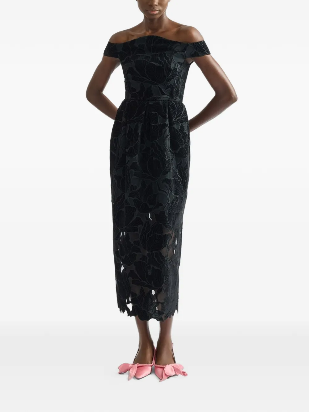Off-Shoulder Floral Midi Dress