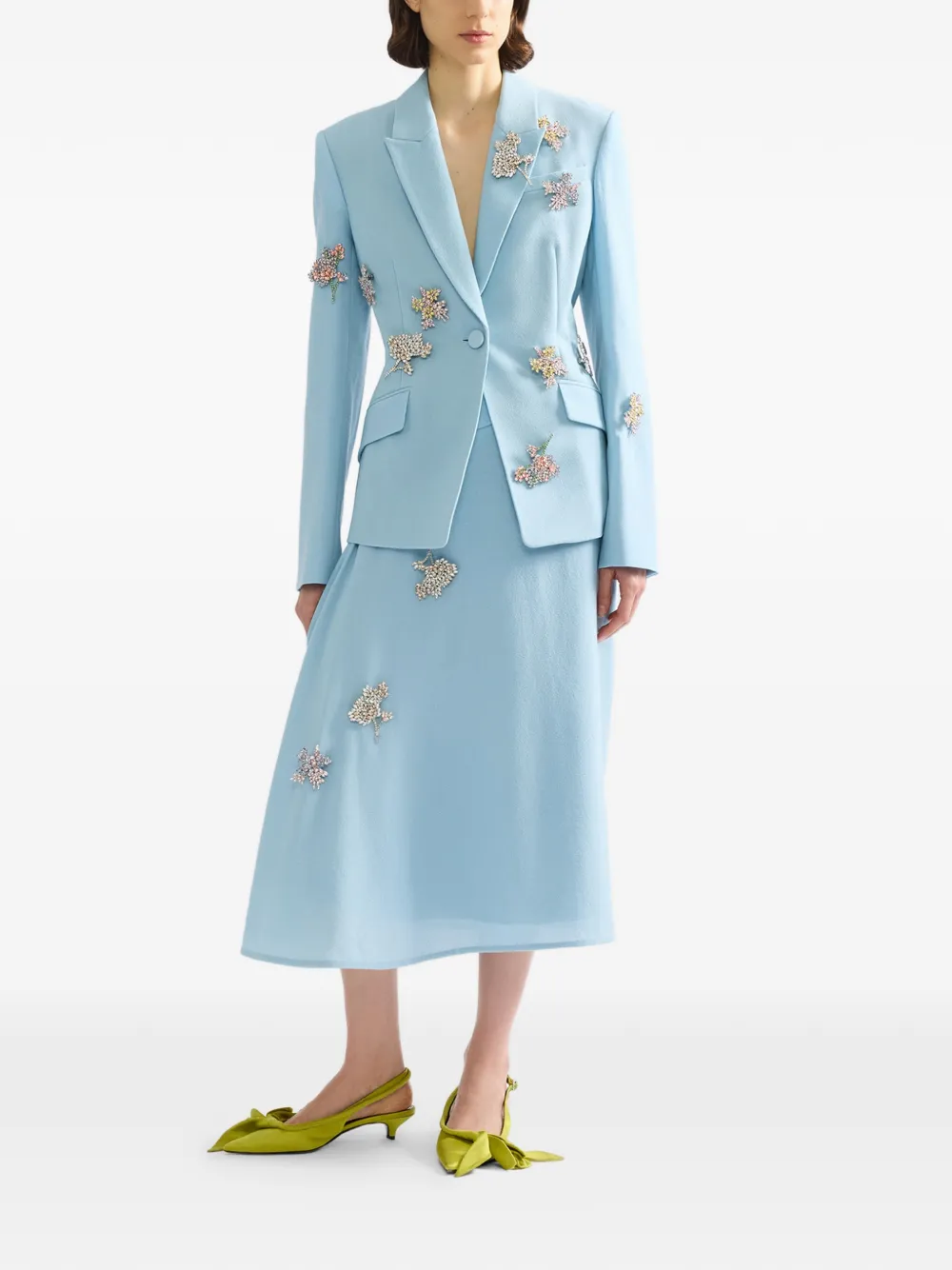 ERDEM Verfraaide gedrapeerde rok Blauw