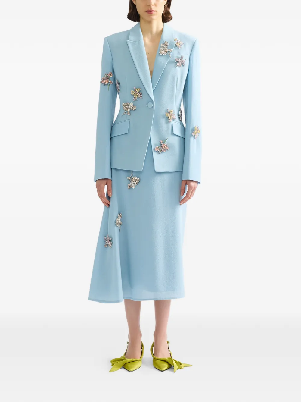 ERDEM Verfraaide gedrapeerde rok Blauw