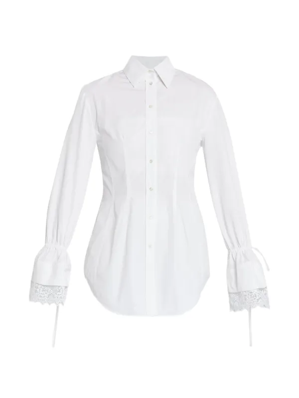 Erdem Tie Detail Lace Shirt in White