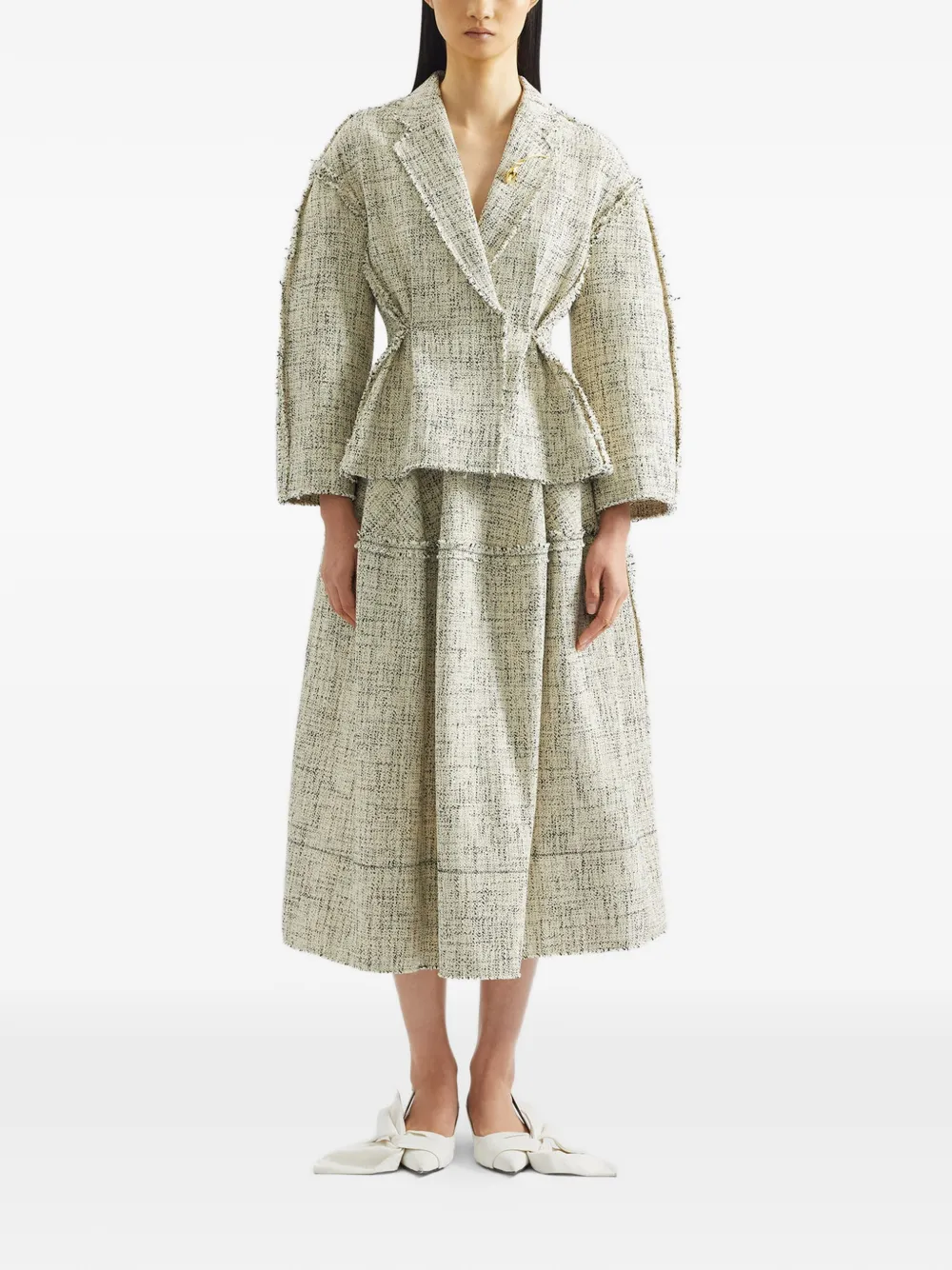  Erdem Mouline Single-breasted Fitted Jacket - Neutrals 