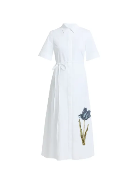 ERDEM vestido camisero midi con bordado floral