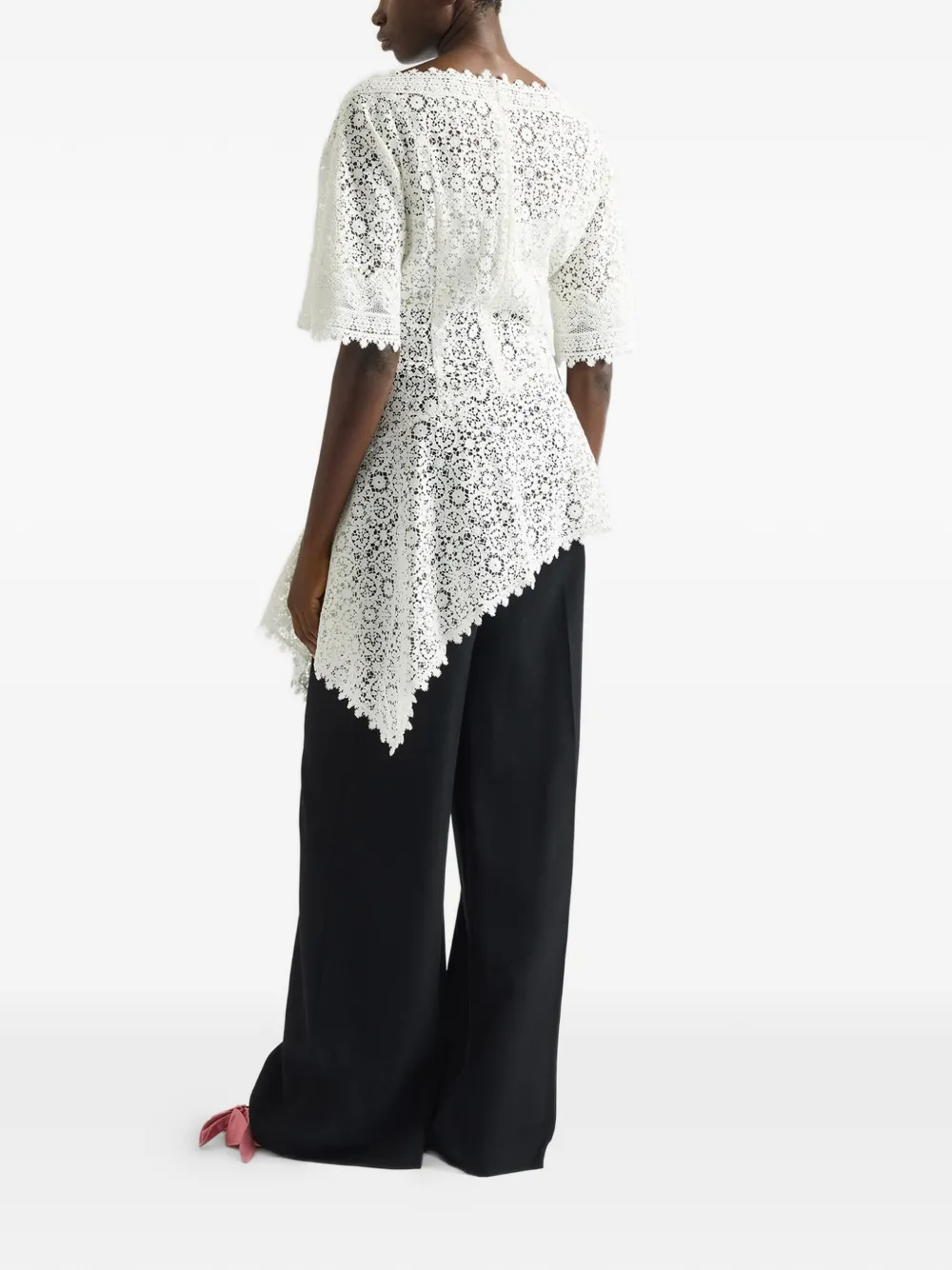  Erdem Top Drapeado Con Encaje - Blanco 
