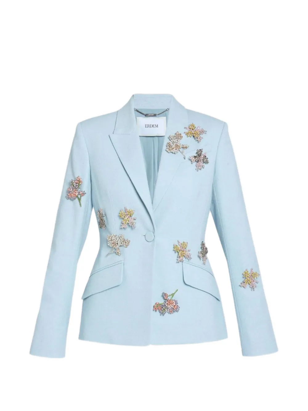 ERDEM Blazer monopetto con decorazione a fiori - Blu
