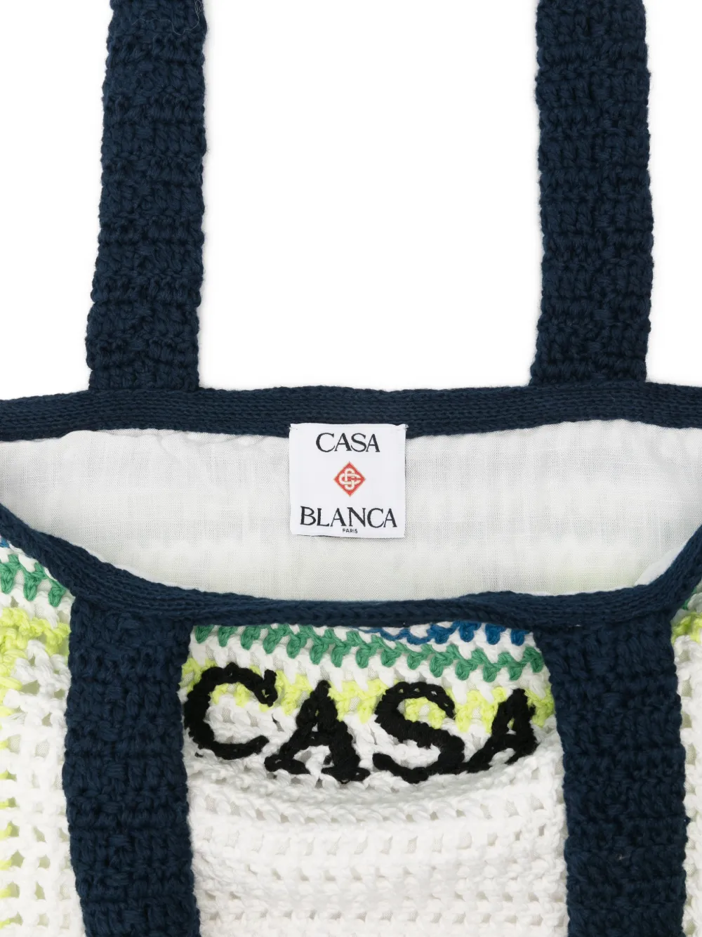 CASABLANCA KIDS Gehaakte shopper met strepen Wit