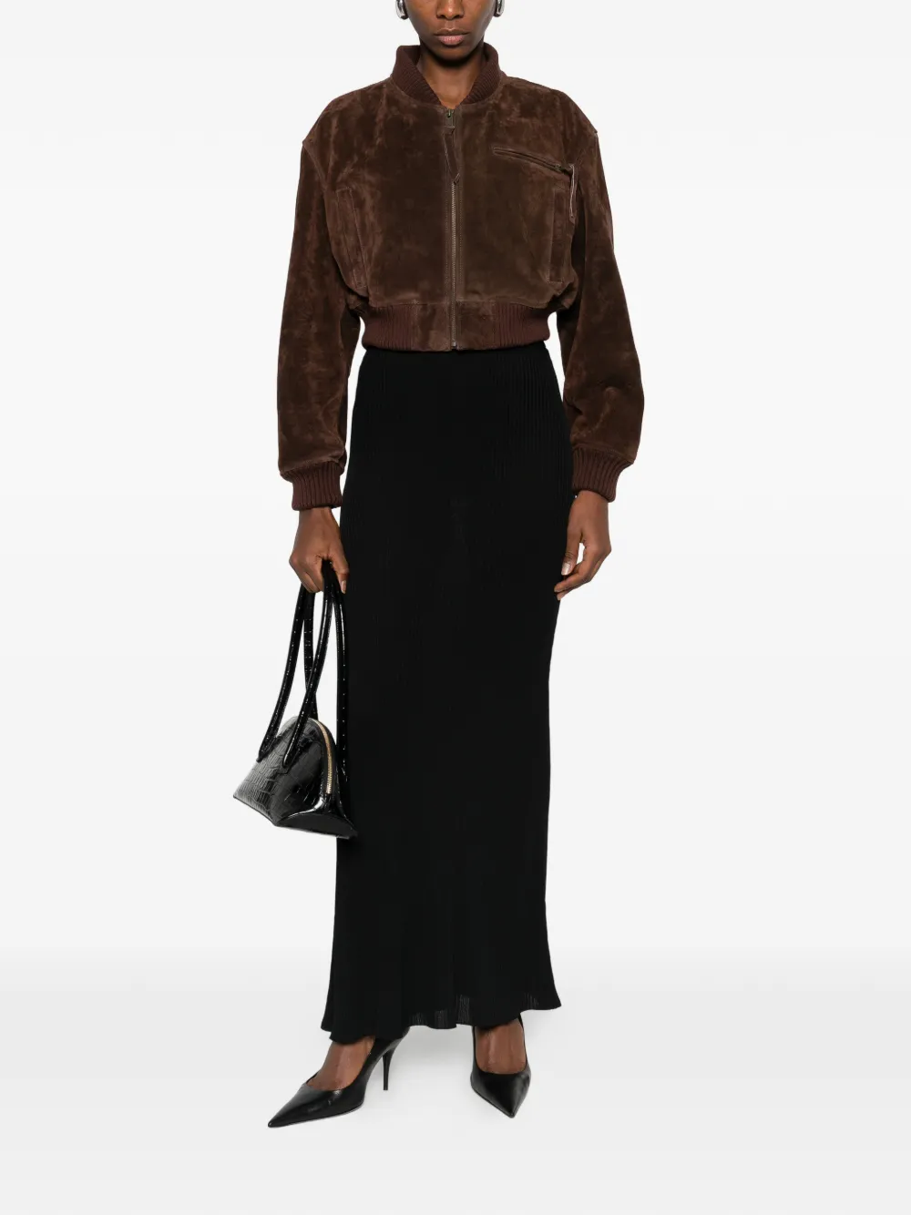 Balenciaga Geribbelde maxi-rok - Zwart