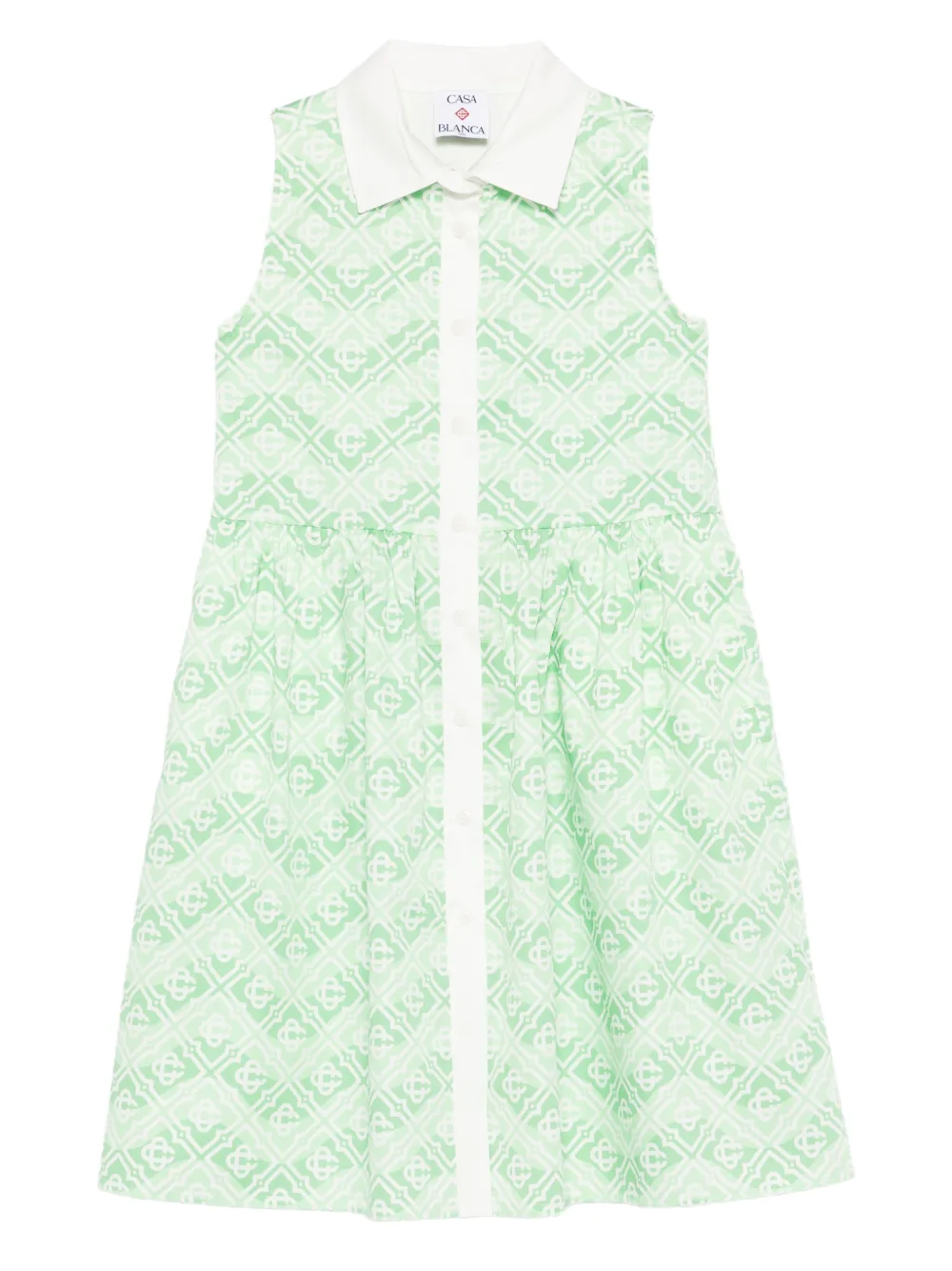 CASABLANCA KIDS monogram collared dress - Green