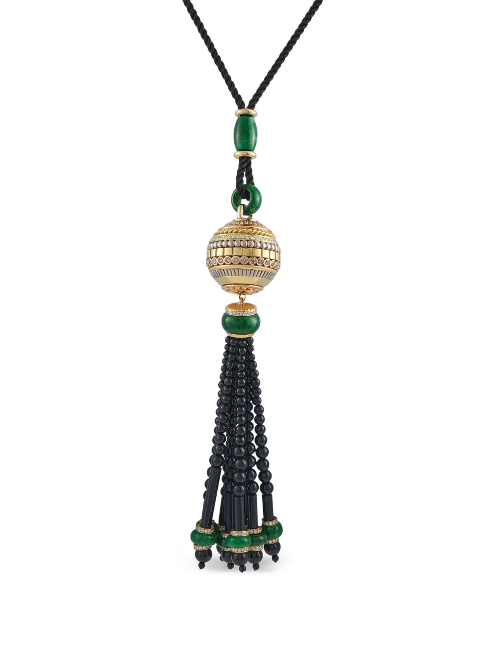 Cicada Jewelry Cicada diamond, jade, and onyx tassel pendant necklace - Oro