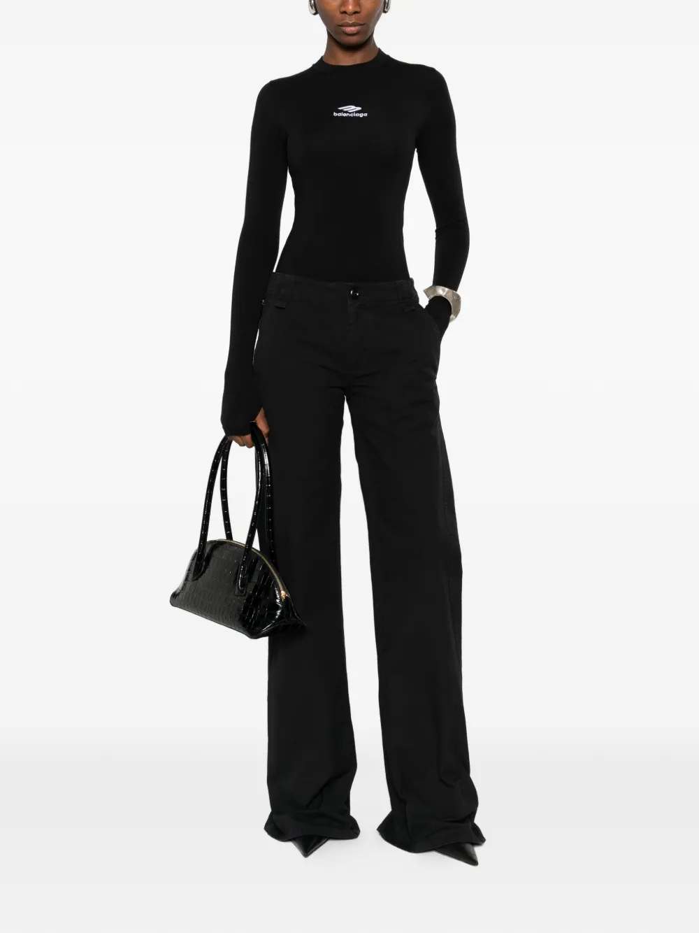 Balenciaga Katoenen broek met wijde pijpen - Zwart