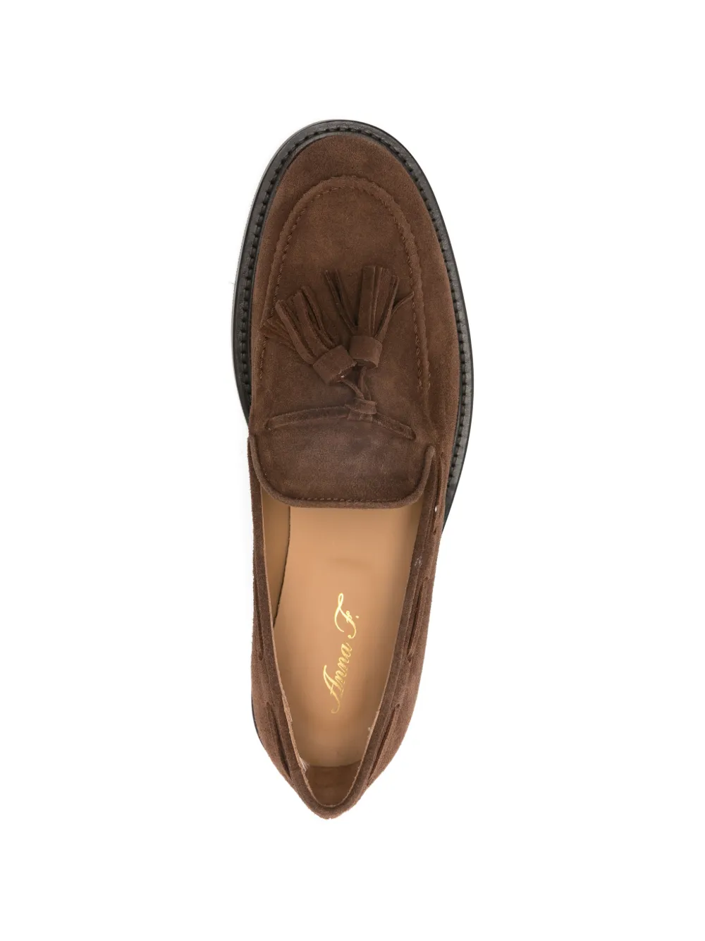 Anna F. Leren loafers met kwastjes Bruin