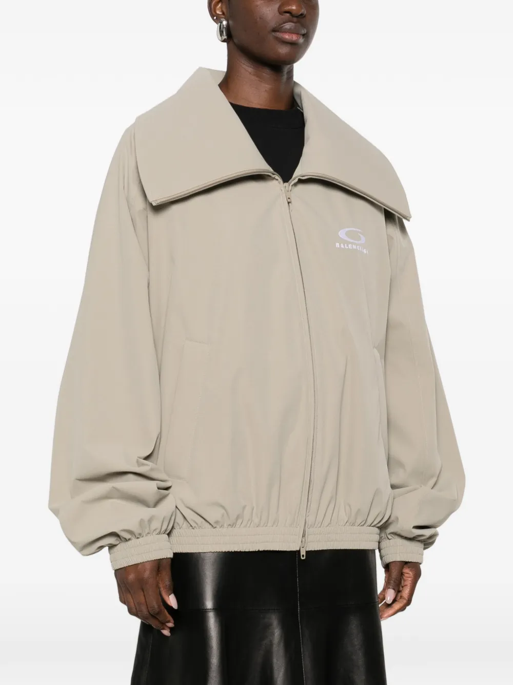  Balenciaga Logo Zip Jacket - Neutrals 