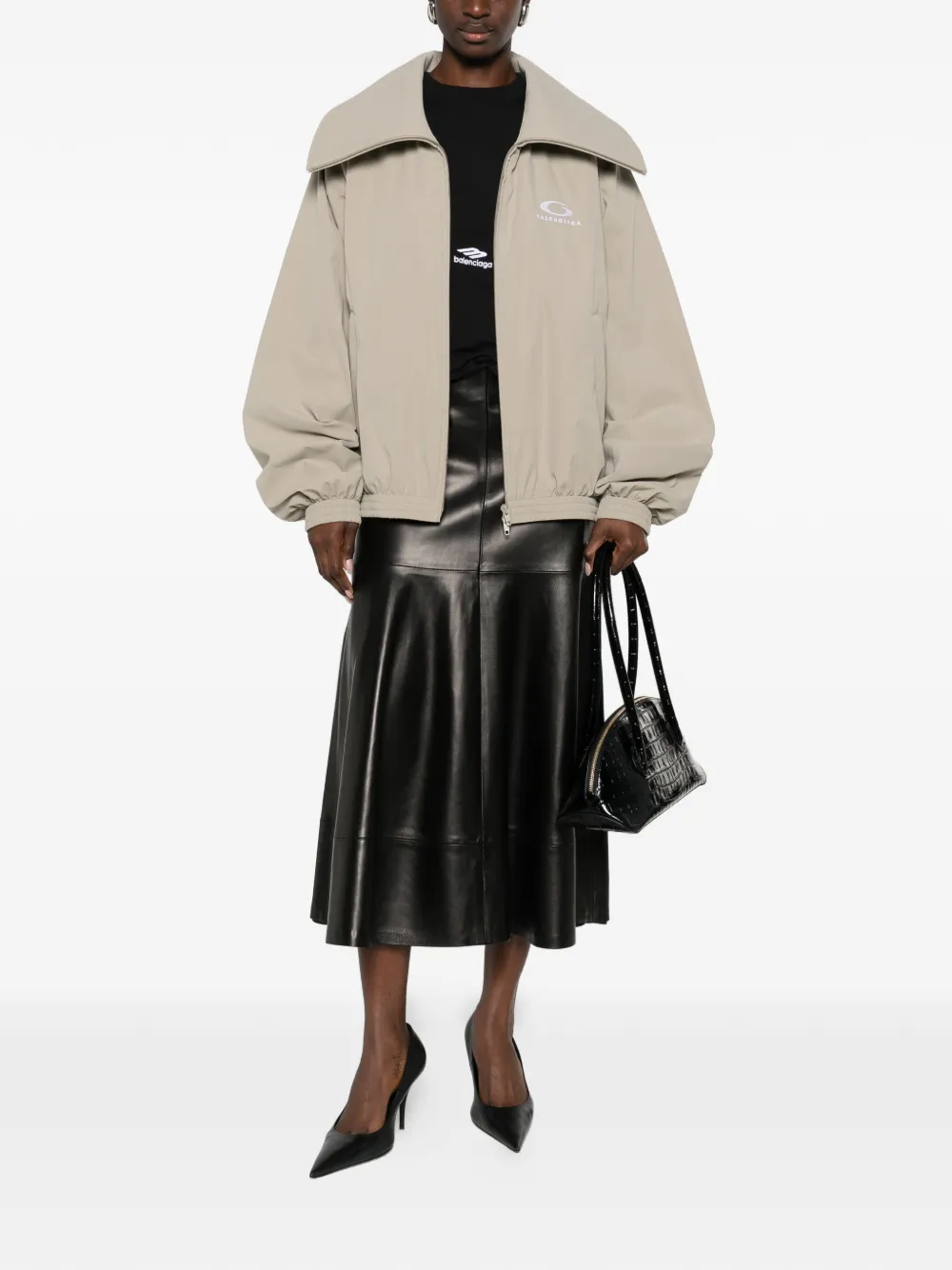  Balenciaga Logo Zip Jacket - Neutrals 