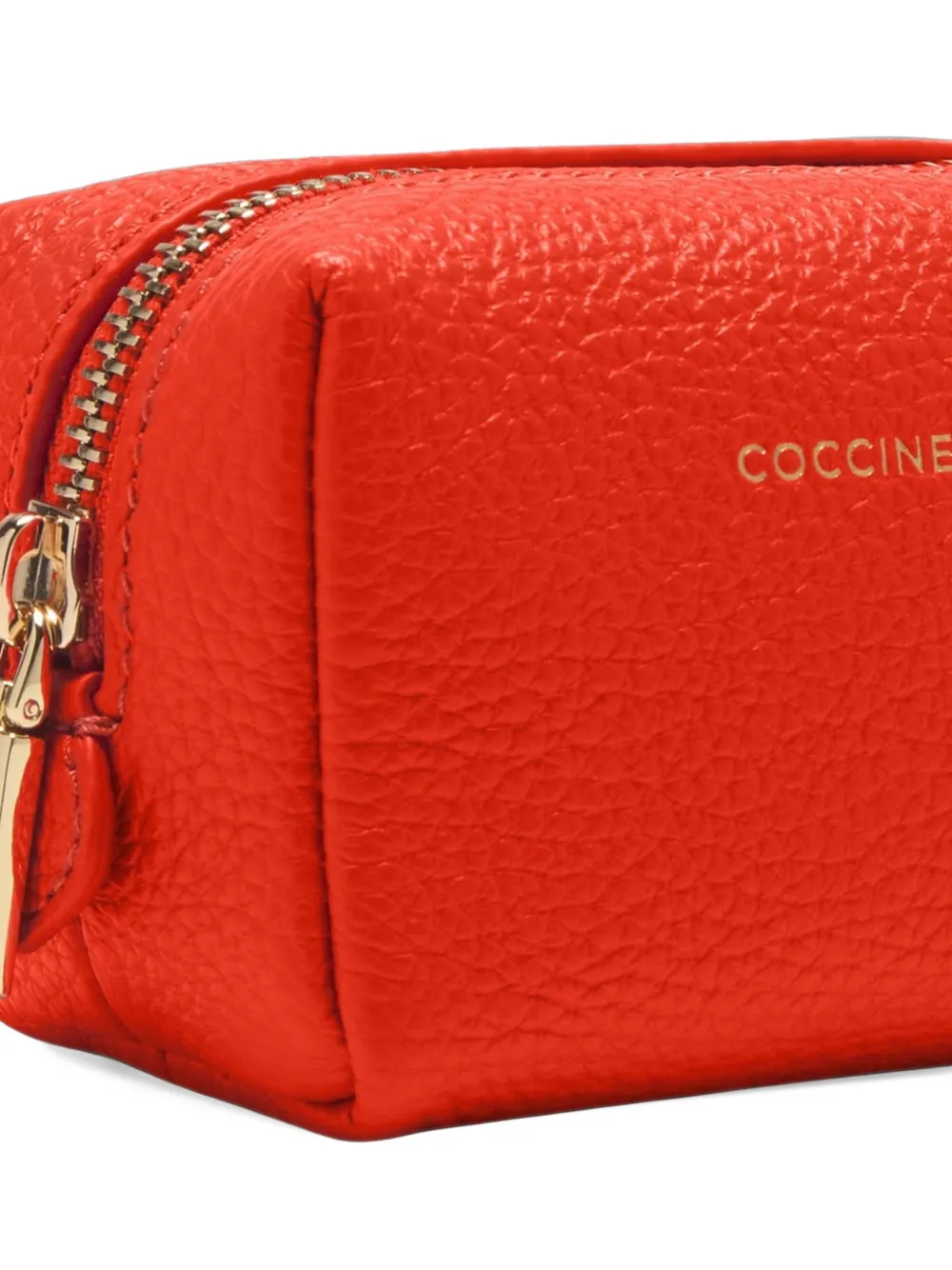 Coccinelle Medium make-up tas van leer met textuur Rood