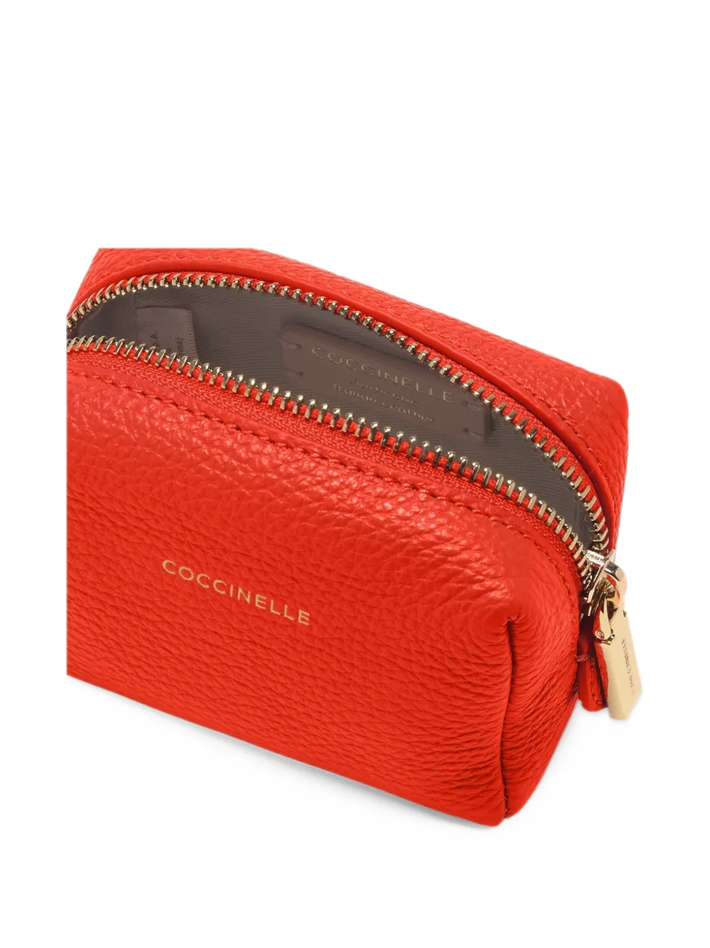 Coccinelle Medium make-up tas van leer met textuur Rood