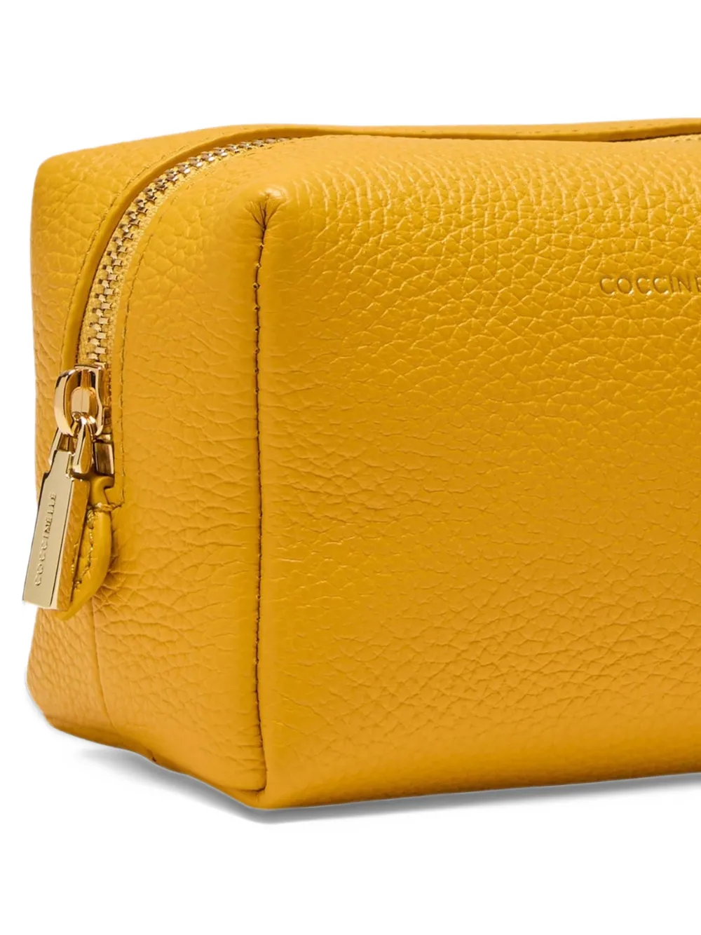 Coccinelle Truth Maxi grainy leather makeup bag Geel