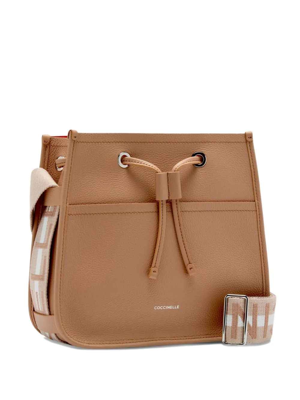 Coccinelle Raquel logo-strap bucket bag - Nude