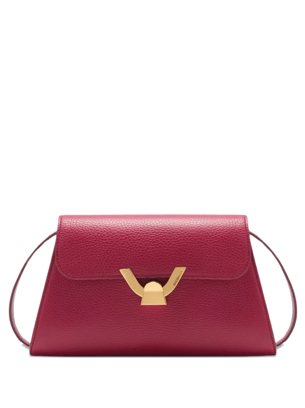 Coccinelle Dew textured gold-tone shoulder bag - Rosso