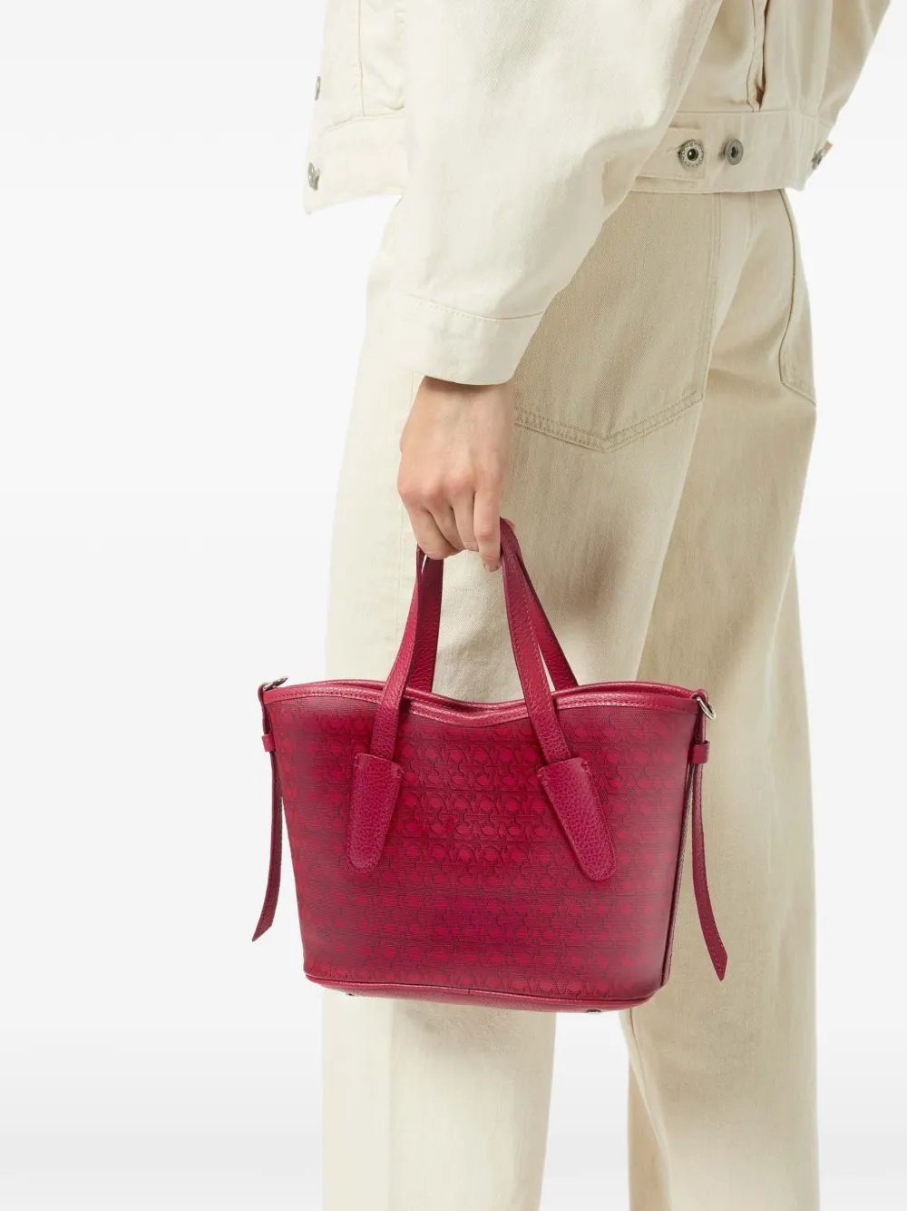 Coccinelle Shopper met monogram-print Rood