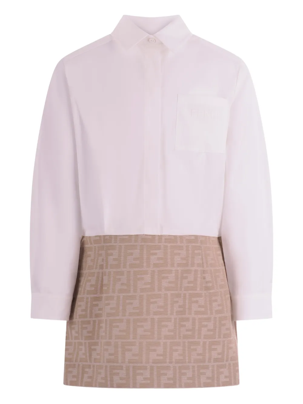 Fendi Kids long-sleeved FF-motif dress - Bianco