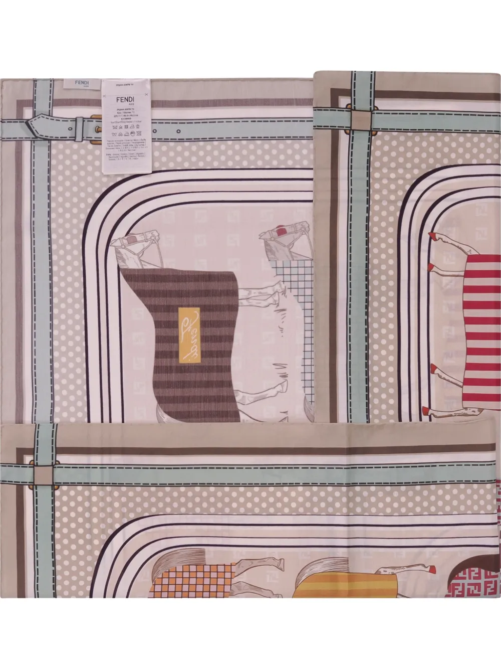 Fendi Kids Fendi Cavalli print blanket - Beige