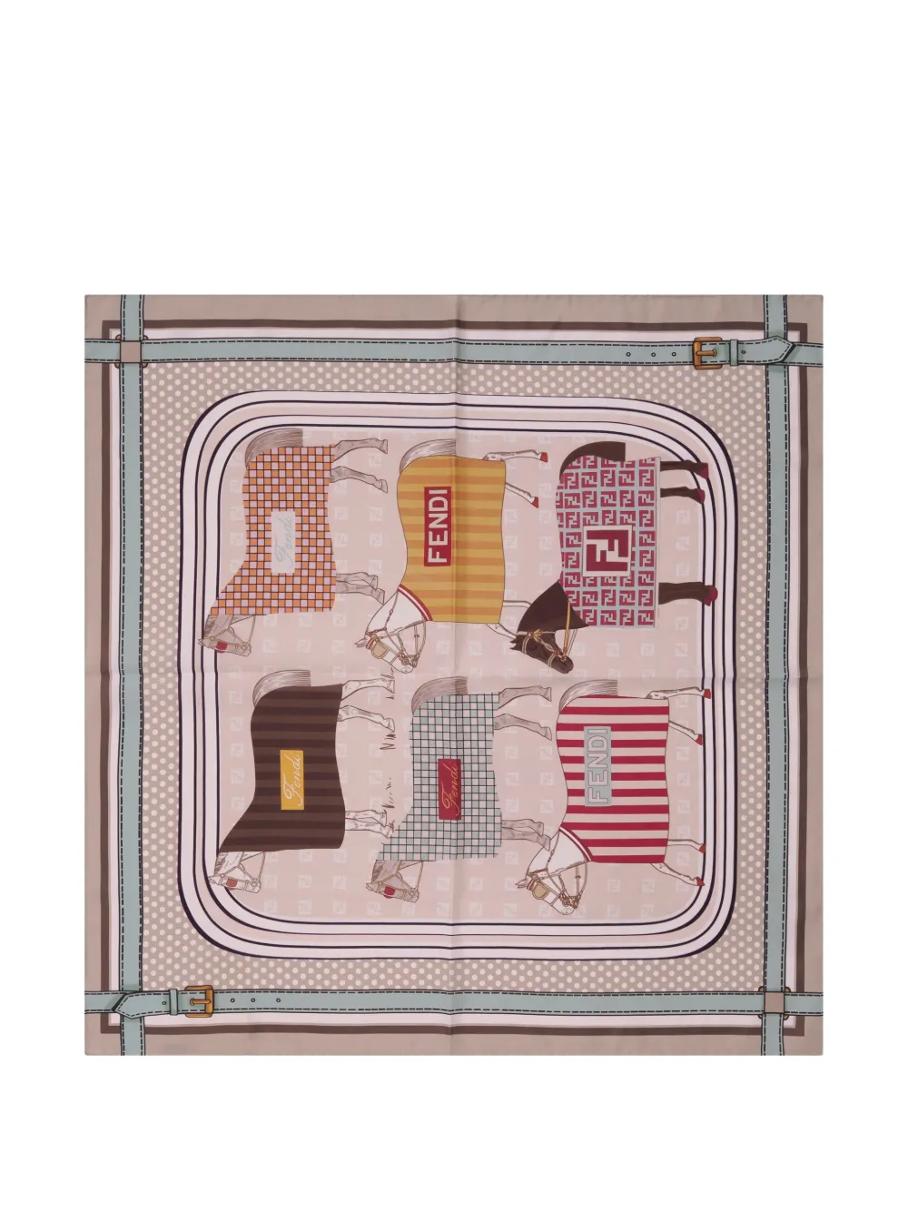 Fendi Kids Fendi Cavalli print blanket - Toni neutri