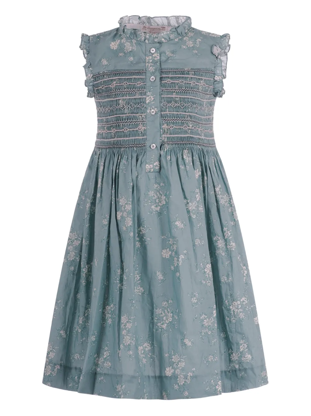 Bonpoint floral-print smocked-detail dress - Blu