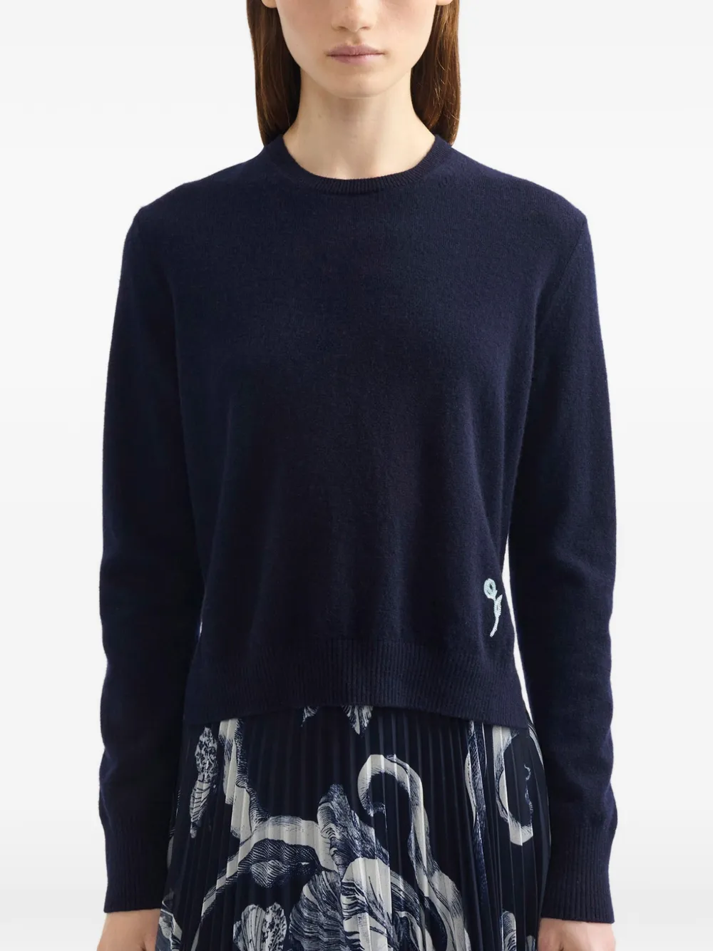 ERDEM Sweater met borduurwerk en ronde hals Blauw
